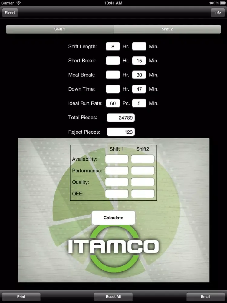 Capturas de pantalla de OEE Calc Lite iPad 