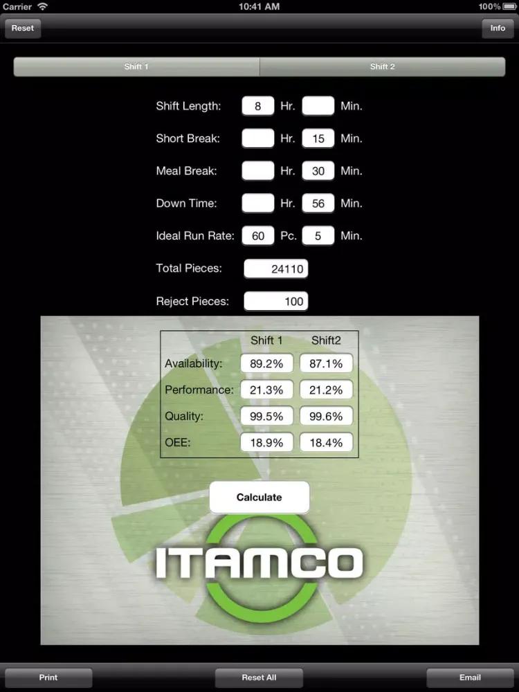 Capturas de pantalla de OEE Calc Lite iPad 