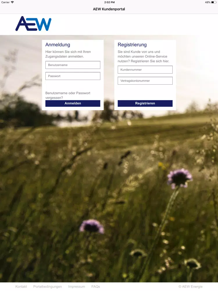 AEW Kundenportal iPad  Screenshots