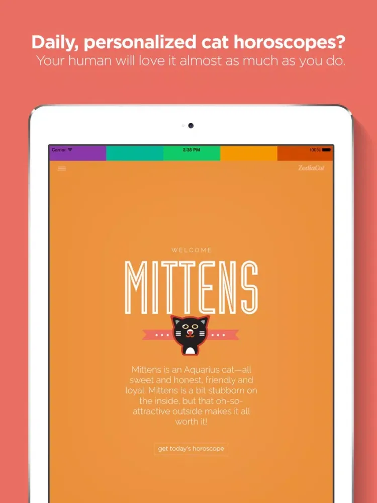 Tangkapan skrin ZodiaCat iPad 