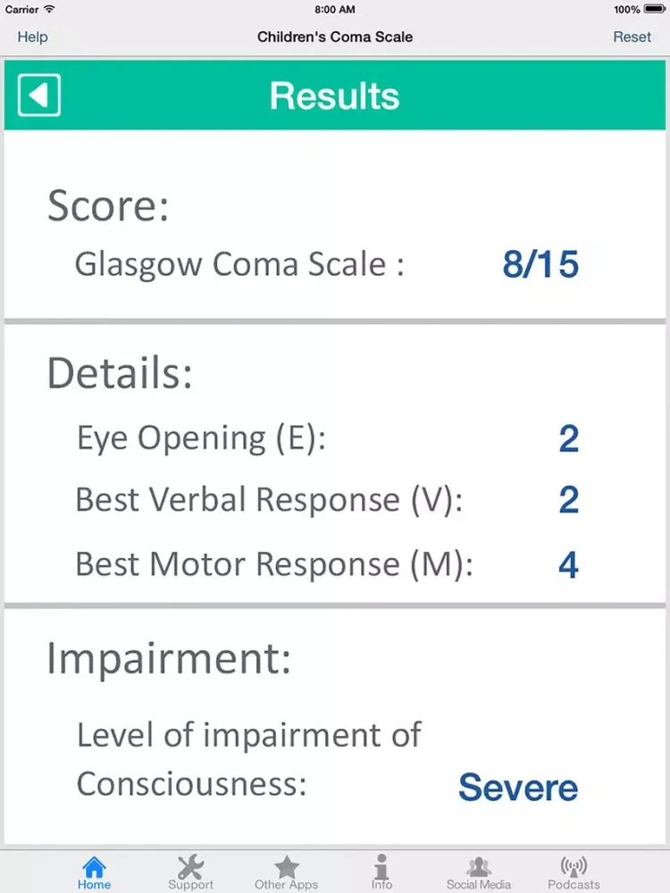 Capturas de pantalla de Children's Coma Scale iPad 