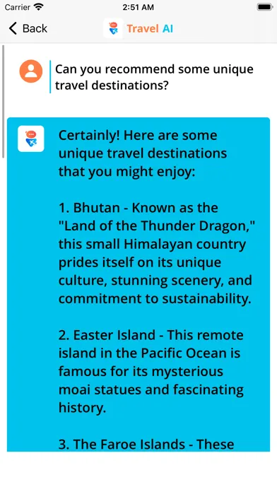 Travel AI - Chatbot سکرین شاٹس