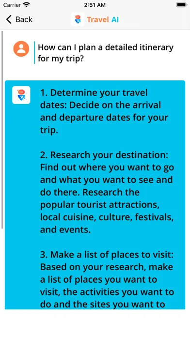 Travel AI - Chatbot سکرین شاٹس