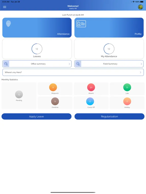 Poros - Attendance App iPad  Screenshots