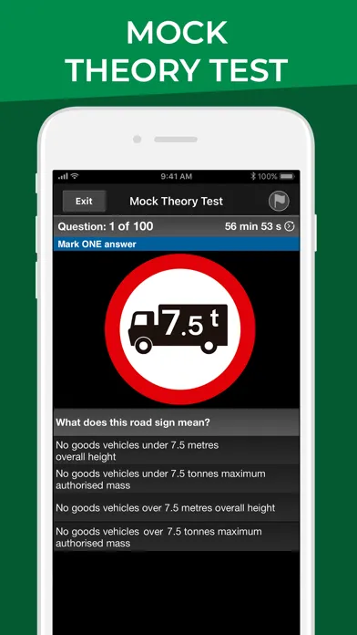 Tangkapan skrin LGV Theory Test UK 2023