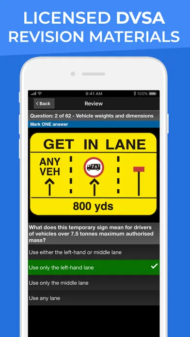Tangkapan skrin LGV Theory Test UK 2023
