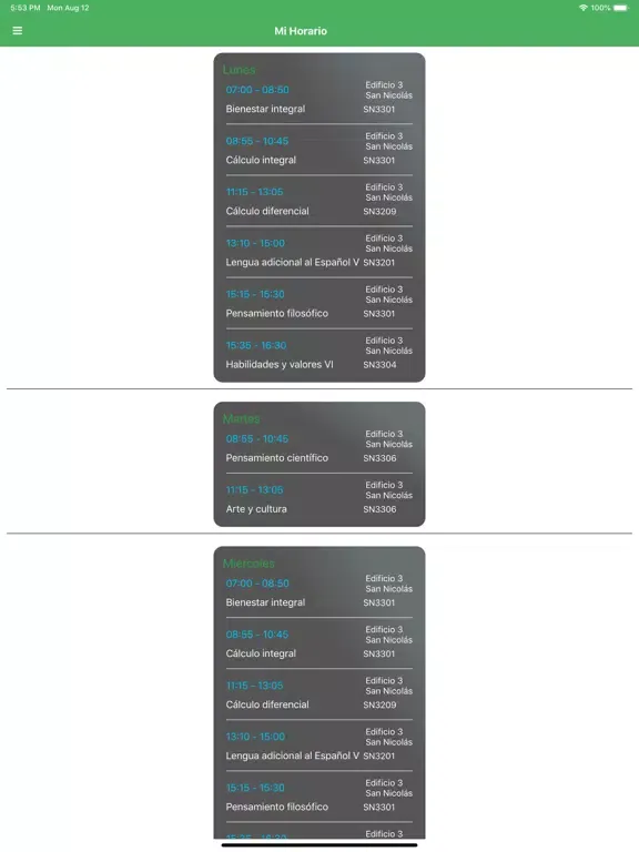 Tecmilenio móvil iPad  Screenshots