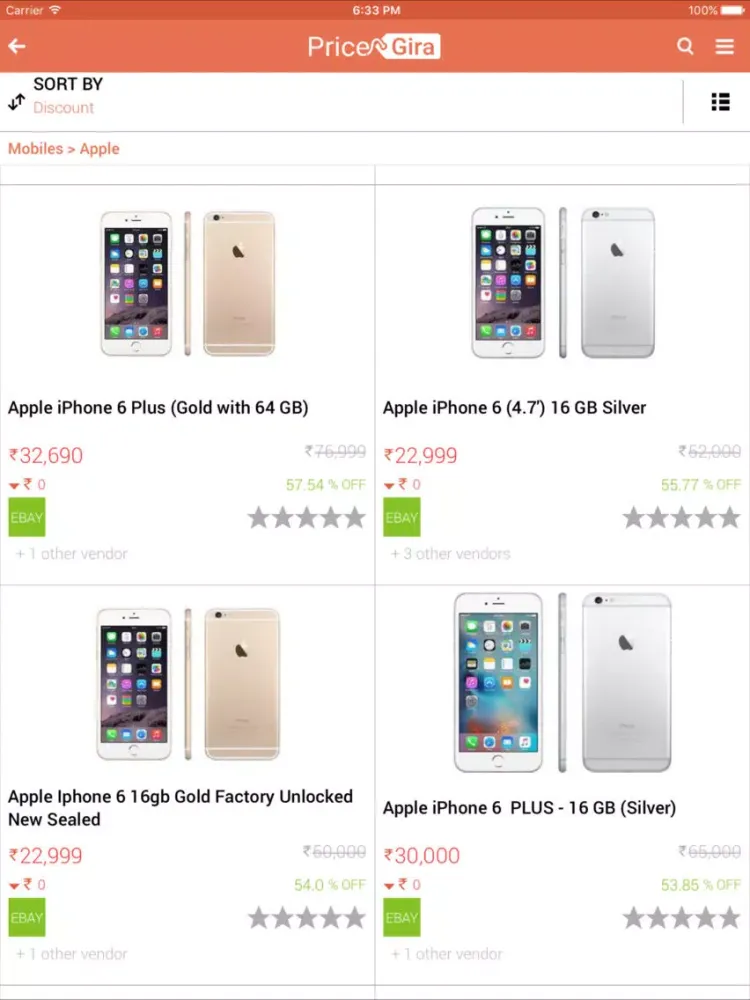 Tangkapan layar PriceGira iPad 