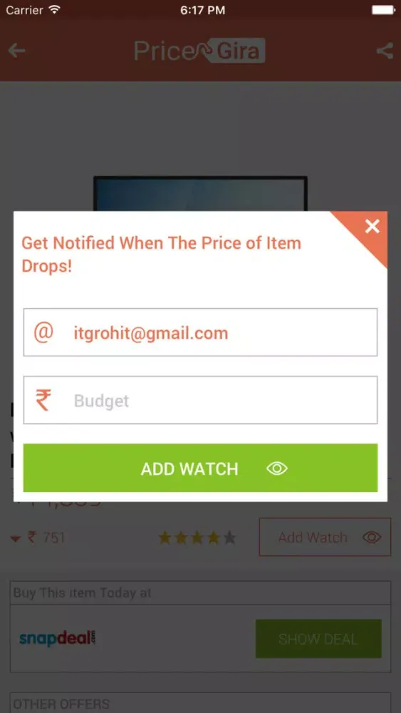 Tangkapan layar PriceGira