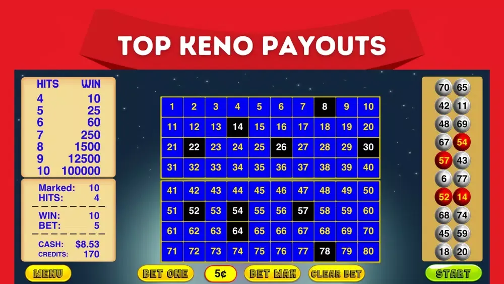 Tangkapan skrin Keno Games - Casino Keno Game