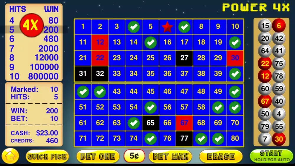 Keno 4X - Power Keno Games 스크린샷