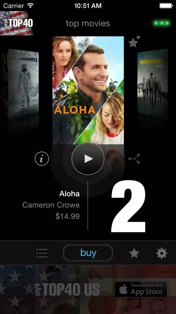 Captures d'écran de my9 Top 40 : US movie charts