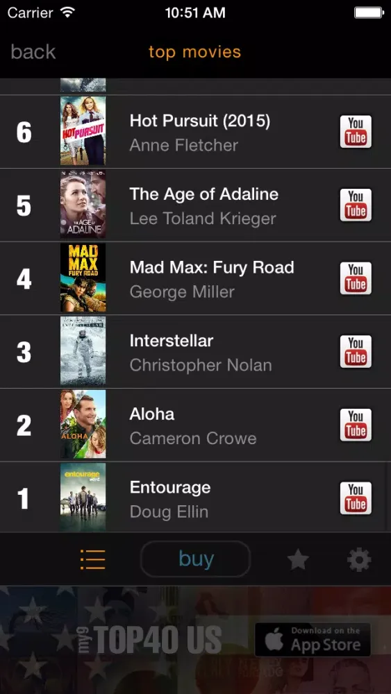 Captures d'écran de my9 Top 40 : US movie charts