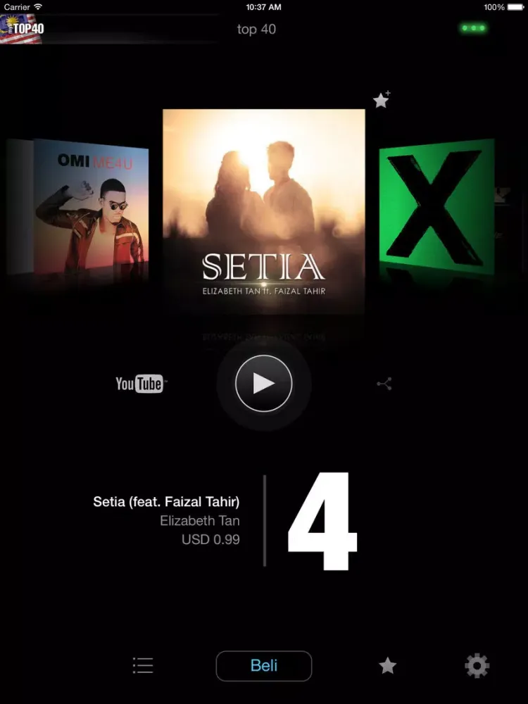 ภาพหน้าจอของ my9 Top 40 : MY carta muzik iPad 