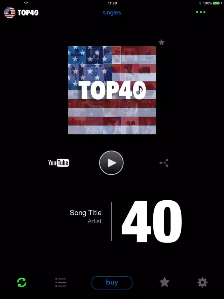 Zrzuty ekranu TOP40 US music charts - pop, hip-hop, country iPad 