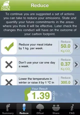 Capturas de tela do Zero Carbon