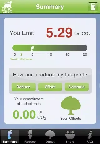 Capturas de tela do Zero Carbon