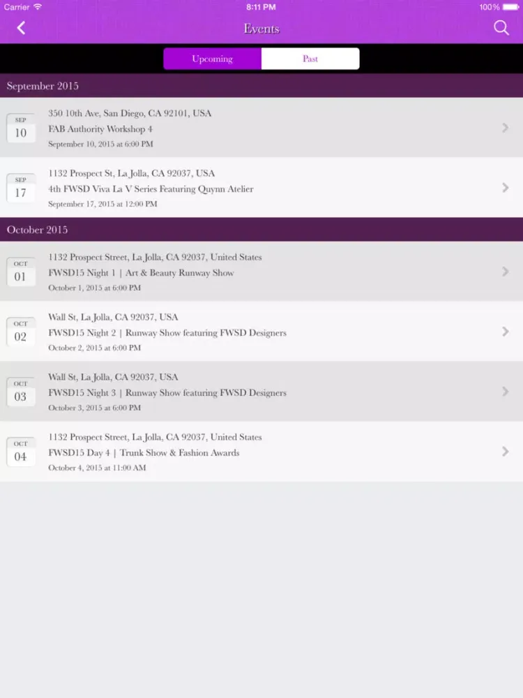 Fashion Week San Diego iPad  Screenshots