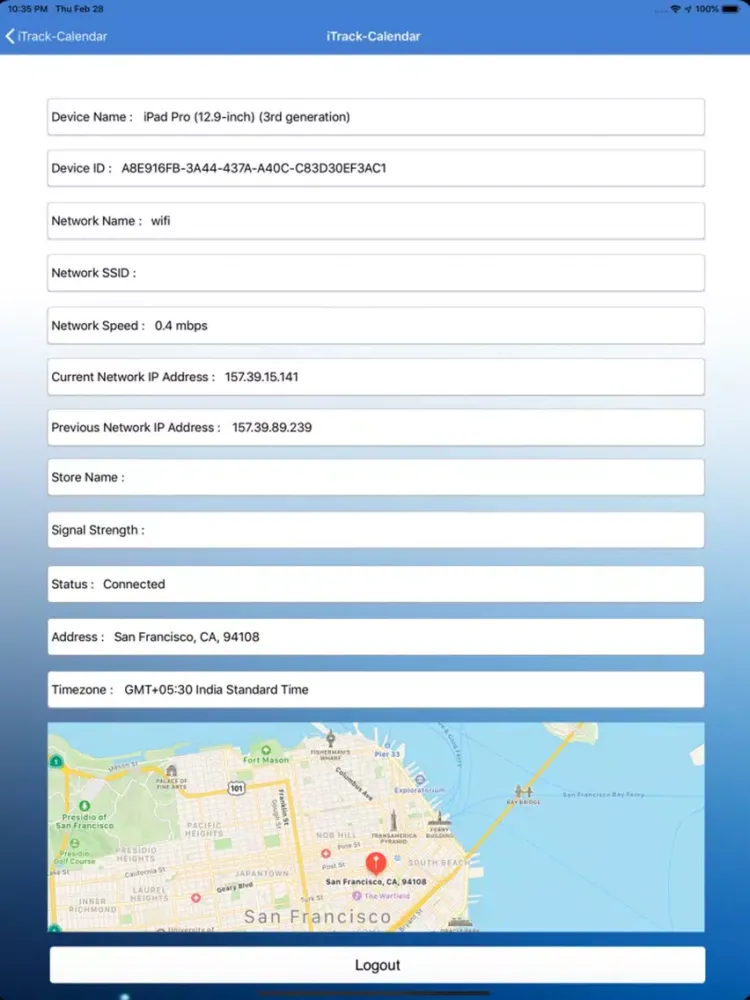 iTrack-Calendar iPad  スクリーンショット