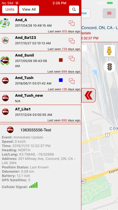 Tangkapan skrin GPS Tracker