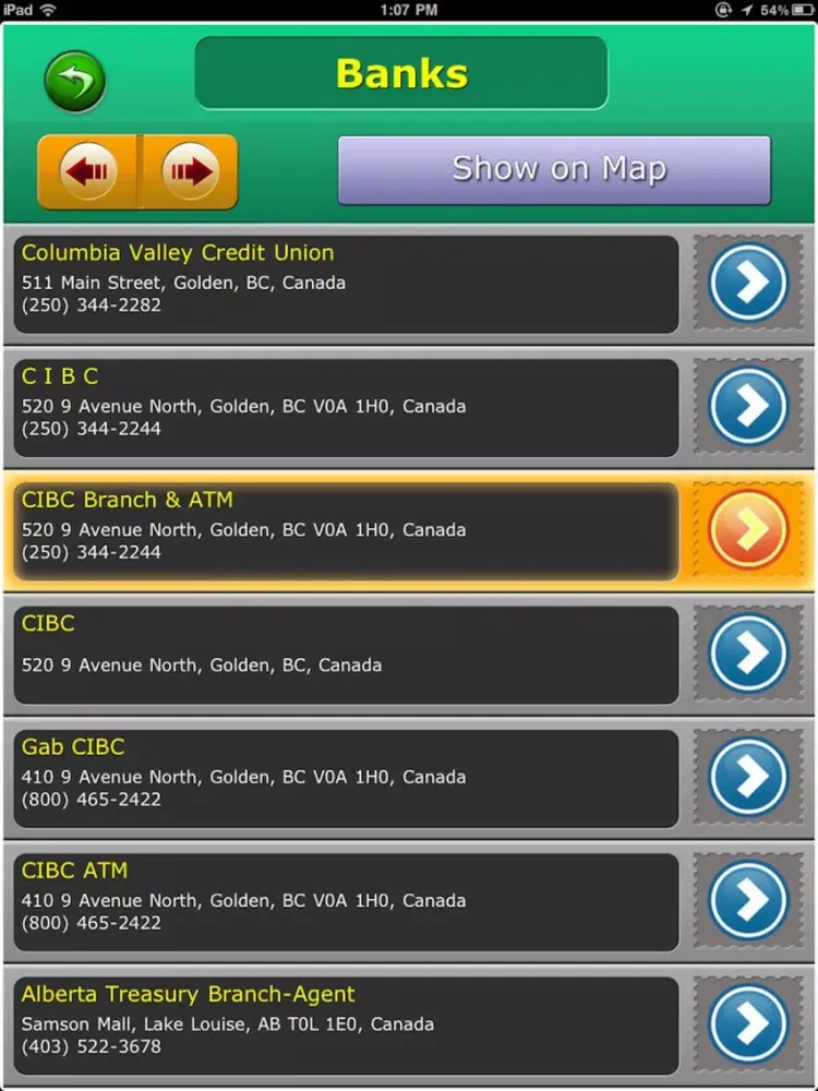 Ảnh chụp màn hình của Canadian Tourism iPad 