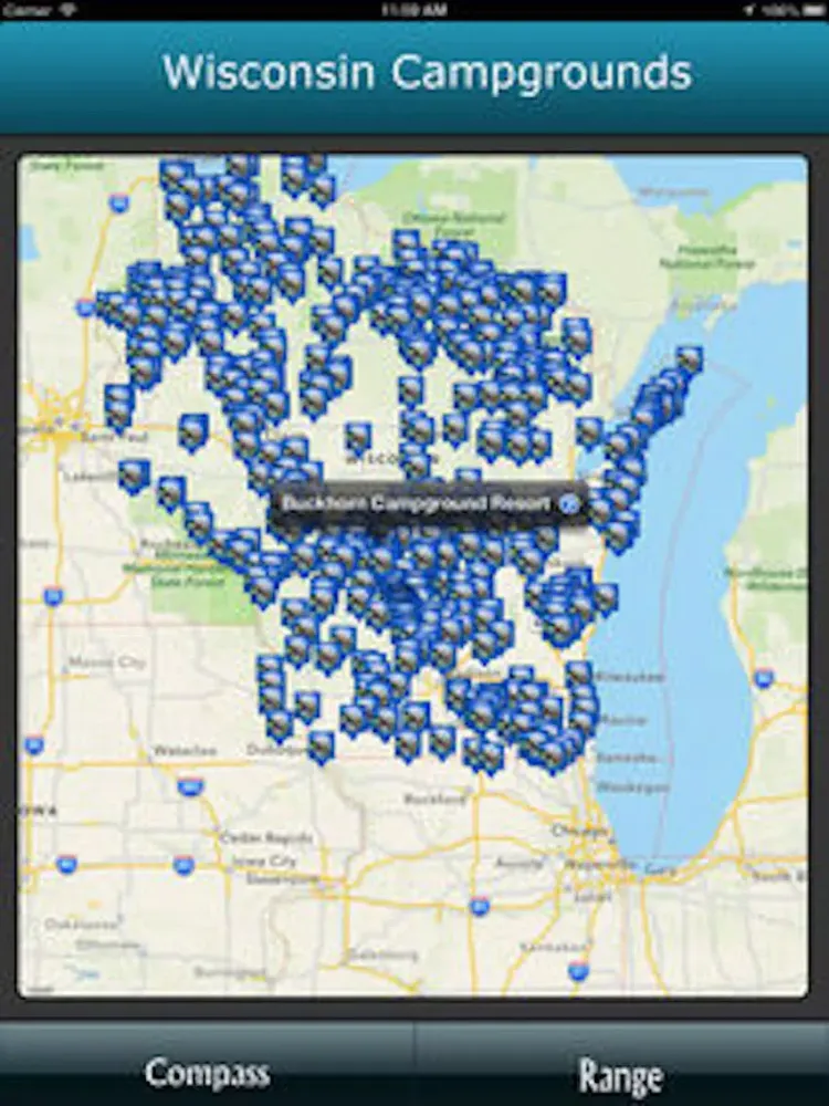 Tangkapan skrin Wisconsin Campgrounds iPad 