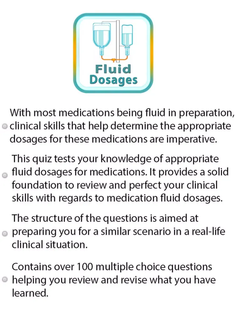 Captures d'écran de Fluid Dosages Quiz iPad 