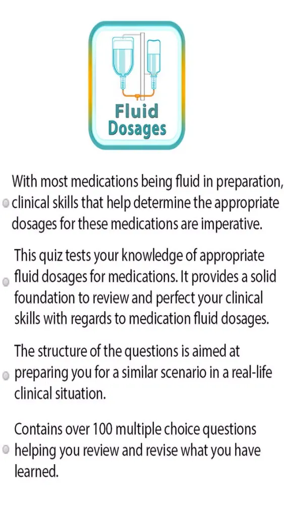 Captures d'écran de Fluid Dosages Quiz