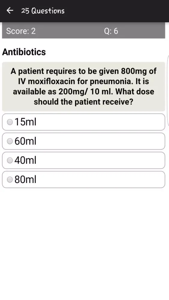 Captures d'écran de Fluid Dosages Quiz