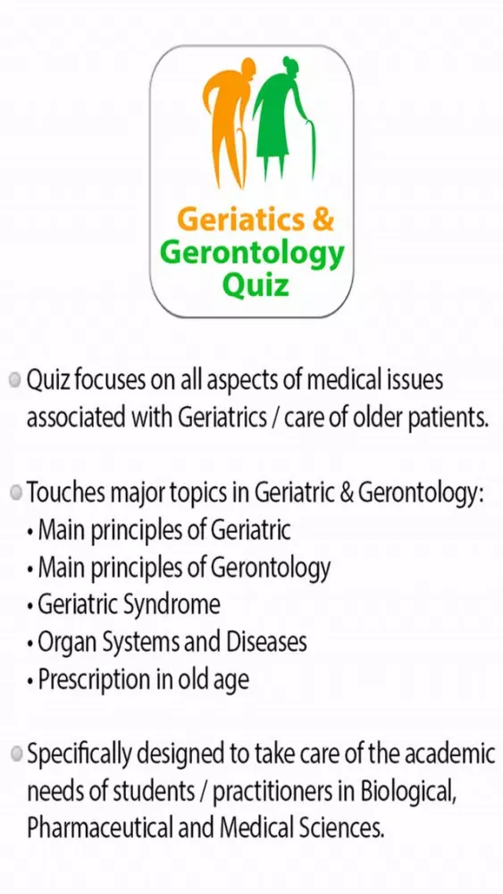 Zrzuty ekranu Geriatrics & Gerontology Review Quiz