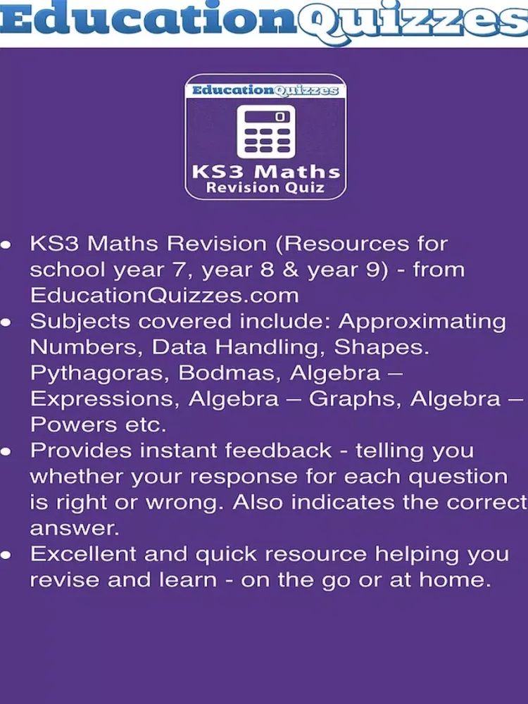 Capturas de tela do KS3 Maths Revision From Education Quizzes+ iPad 