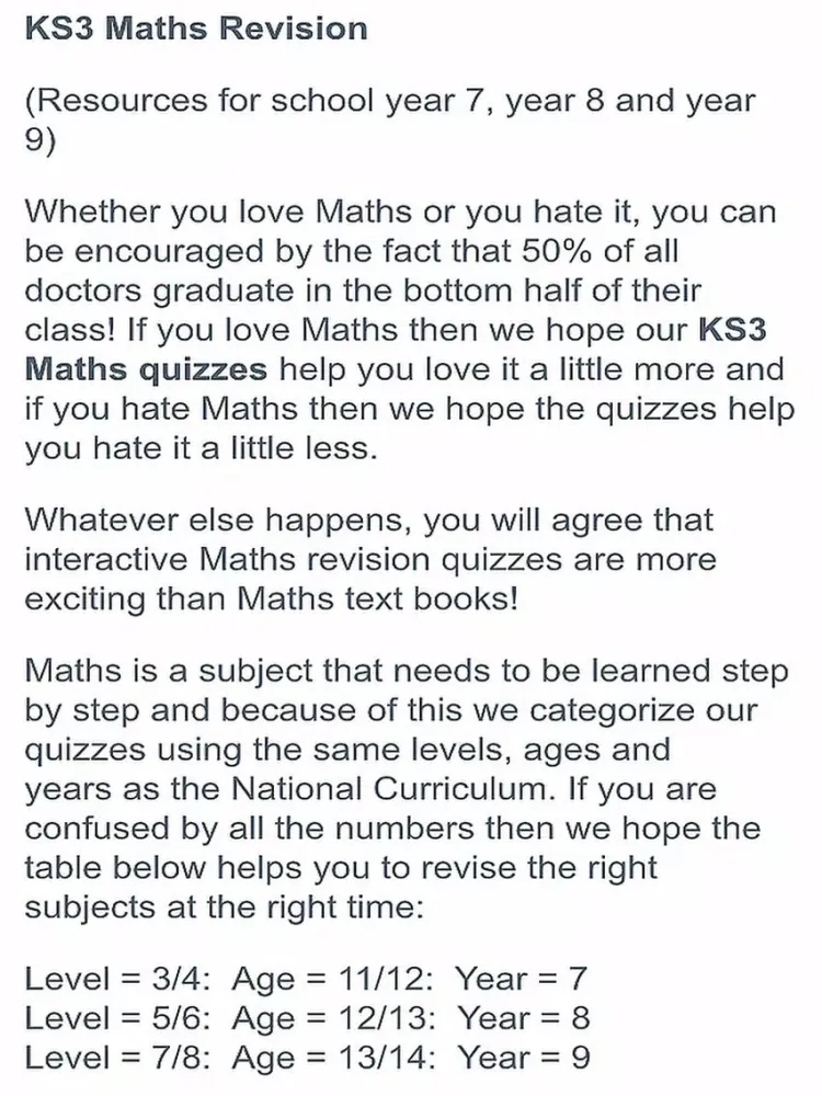 Capturas de tela do KS3 Maths Revision From Education Quizzes+ iPad 