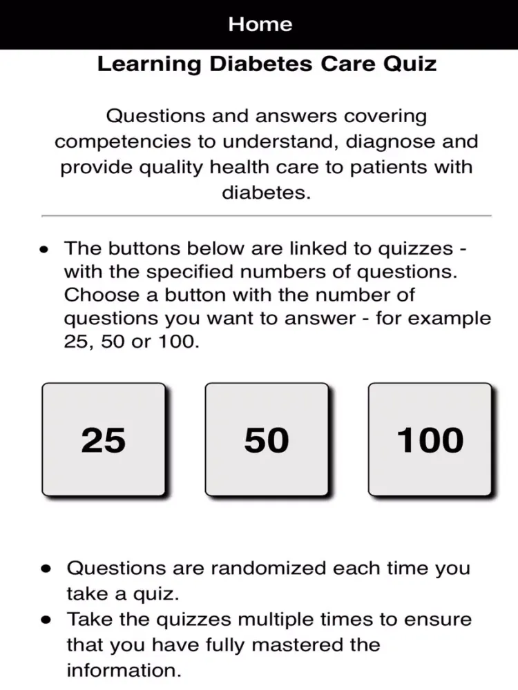 Learning Diabetes Care Quiz iPad  Screenshots