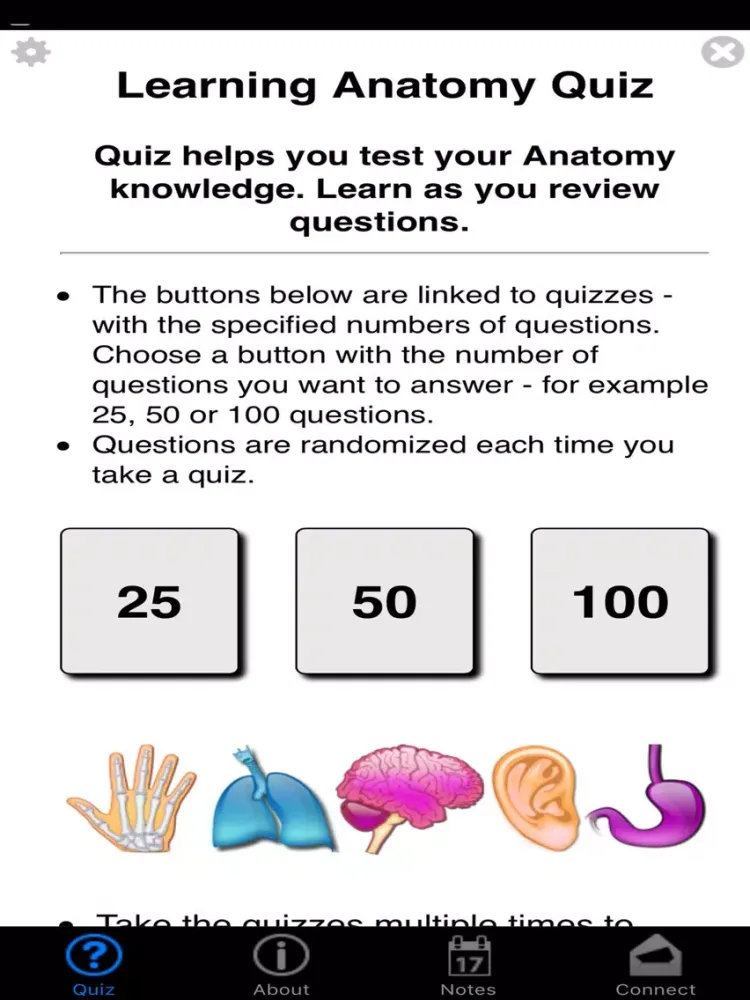 Learning Anatomy Quiz iPad  Screenshots