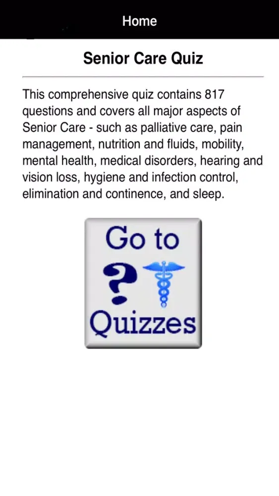 Capturas de tela do Learning Senior Care Quiz