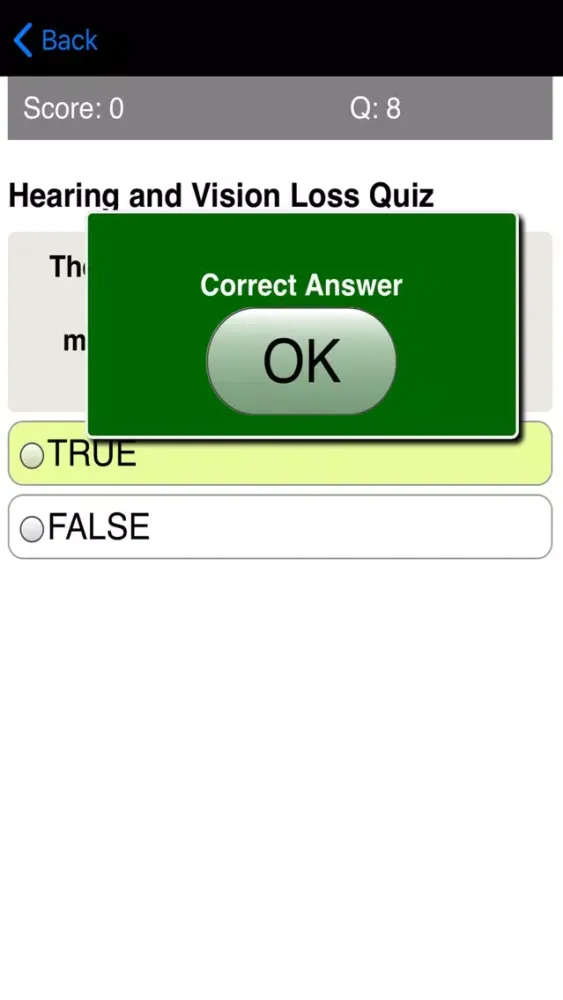 Capturas de tela do Learning Senior Care Quiz