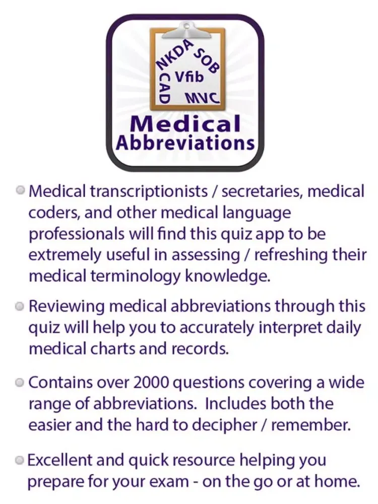 Medical Acronyms & Abbreviations Quiz iPad  Screenshots