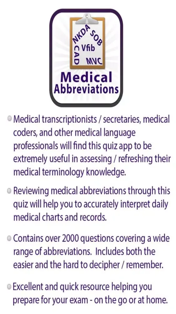 Medical Acronyms & Abbreviations Quiz Screenshots