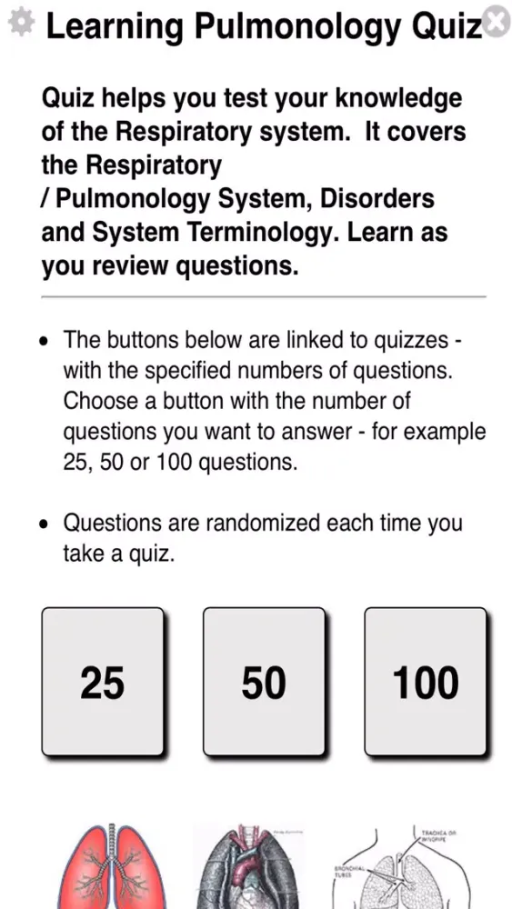 Learning Pulmonology Quiz سکرین شاٹس