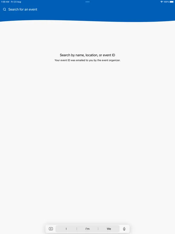 Tangkapan skrin Itron Events iPad 