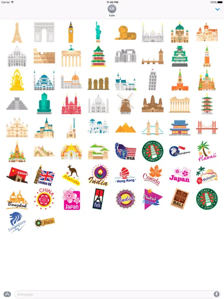 Famous Landmarks for Stickers iPad  Screenshots