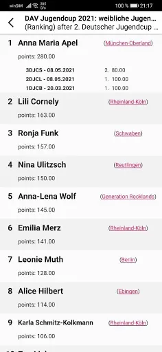 blueROCK - climbing results Screenshots