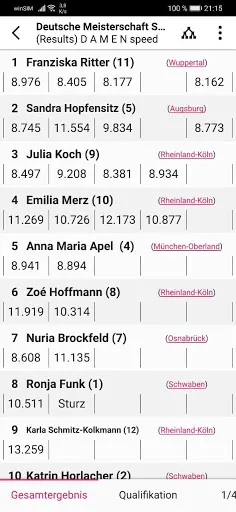 blueROCK - climbing results Screenshots