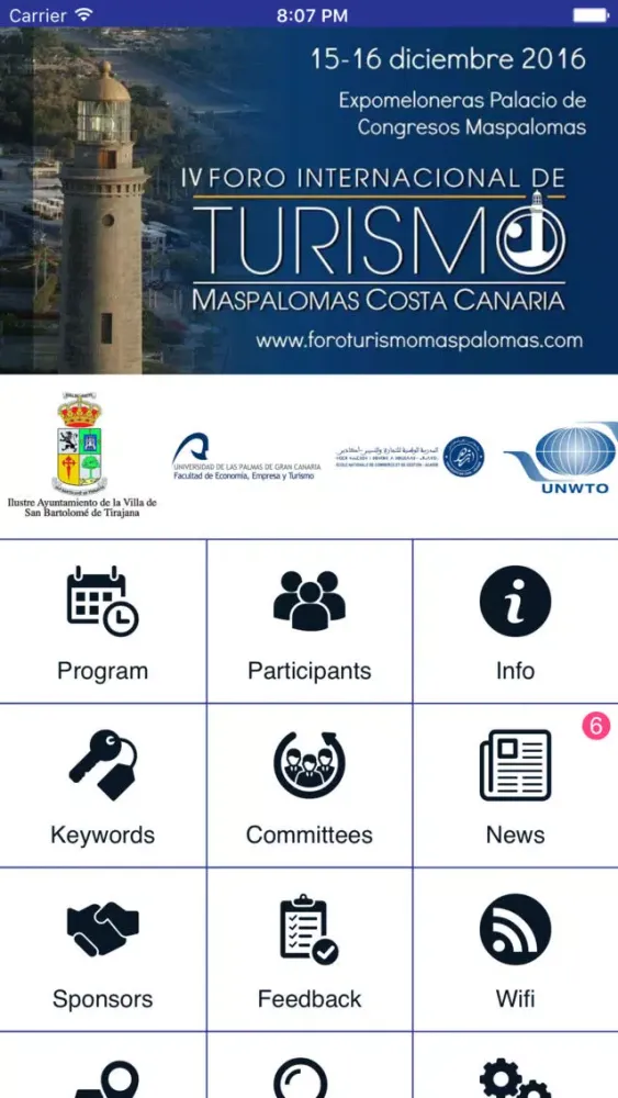 Capturas de tela do IV Foro Internacional de Turismo Maspalomas