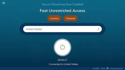 Tangkapan layar Ivacy VPN - Fast TV VPN Secure