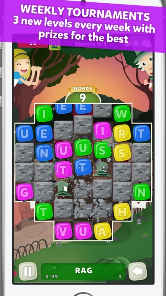 Wuzzle: Words with color match game to play with letters in a new original way incuding awsome wordsearch, anagrams and good educational board mini games to learn spelling and vocabulary. Free! 스크린샷