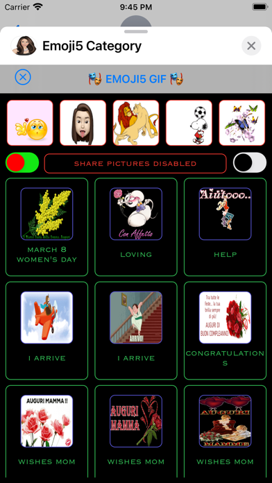 Tangkapan skrin Emoji5 Category