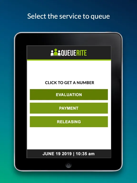 QueueRite Ticket Kiosk iPad 应用截图
