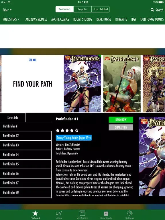 Capturas de pantalla de Comics Plus Library Edition iPad 