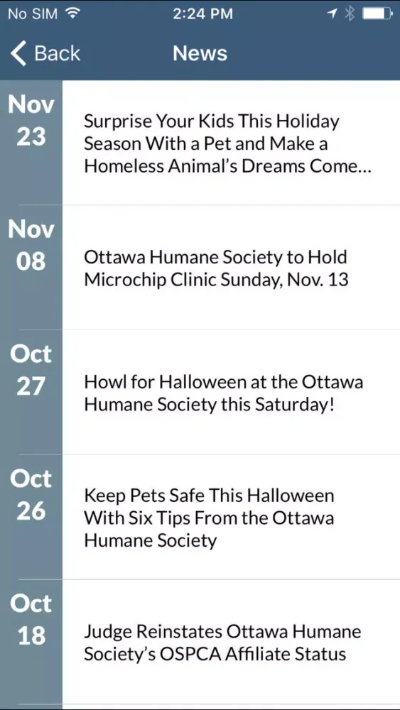 ภาพหน้าจอของ Ottawa Humane Society